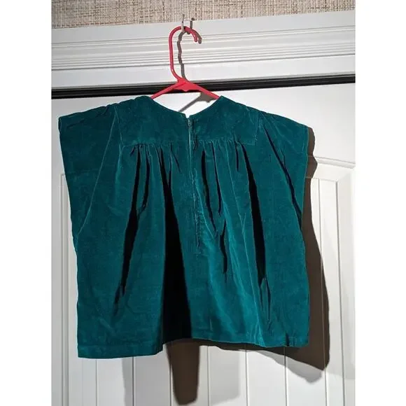 Vintage Homemade Green Velvet Embroidered Mtn. Scene Topper Juniors XS - Picture 2 of 16